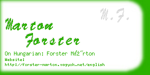 marton forster business card
